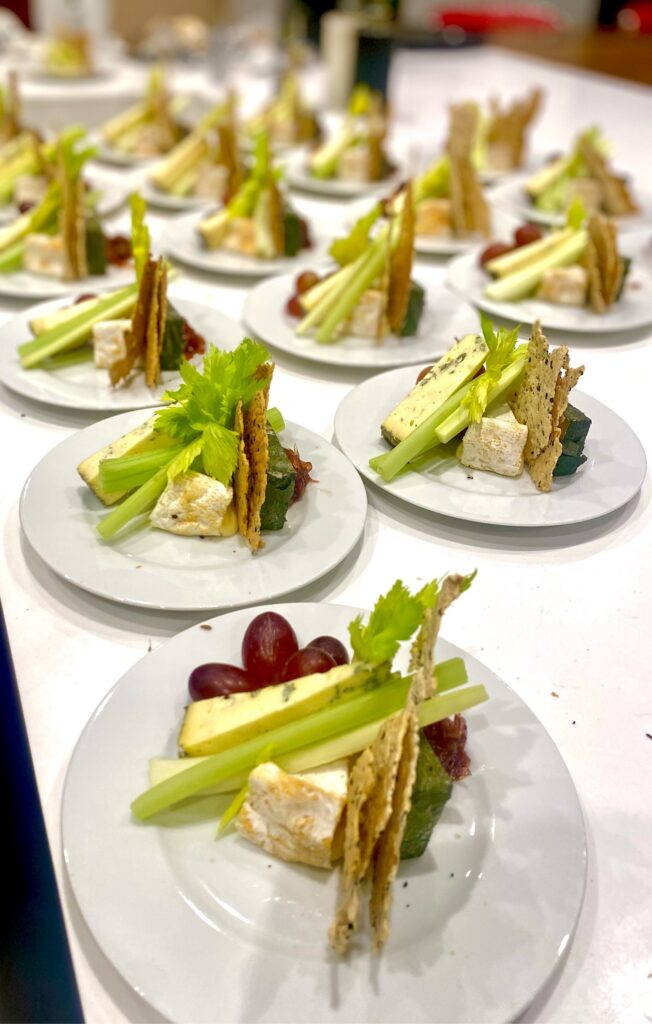 cheese and cracker platetr with celery