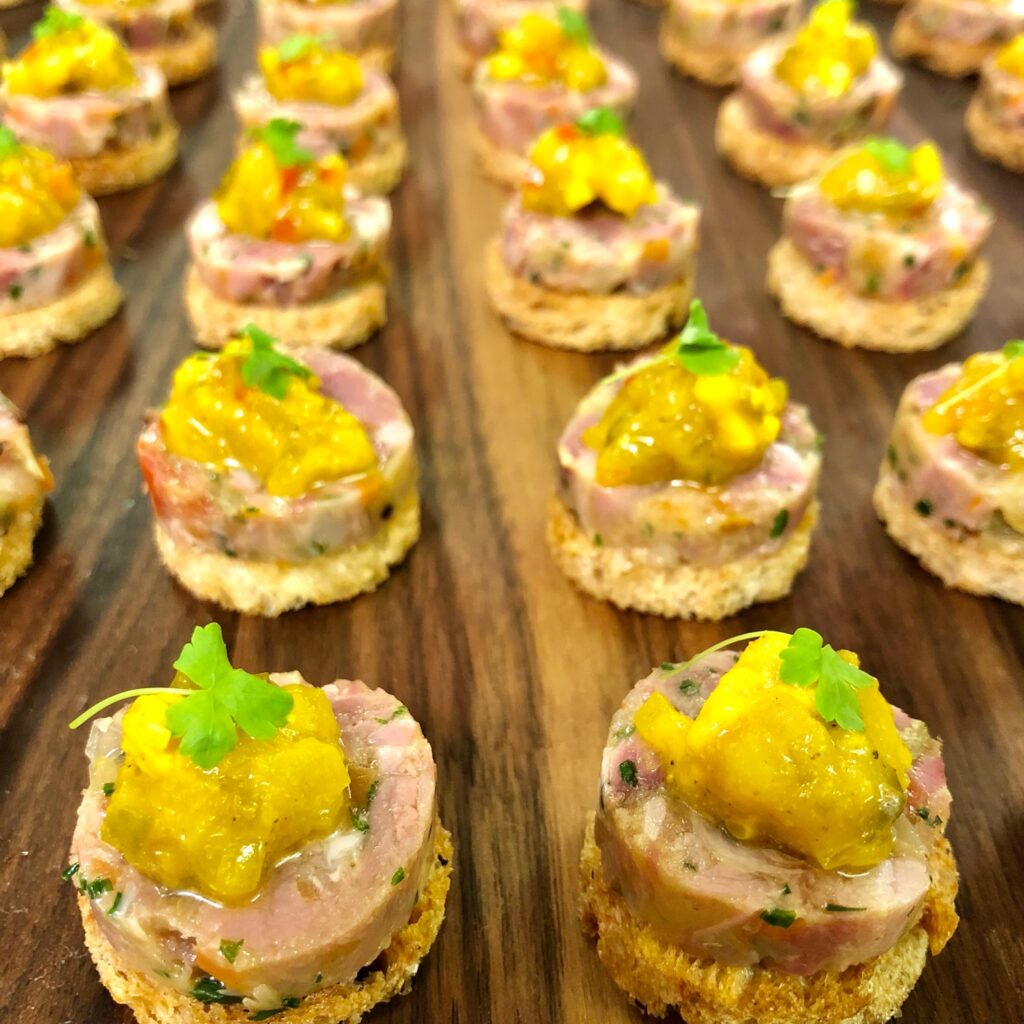 rolled pork canapes